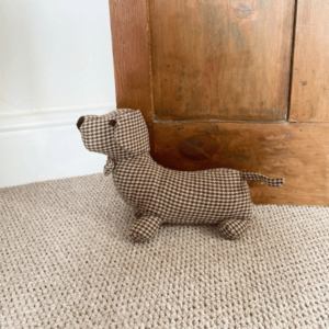 Brown Herringbone Sausage Dog Doorstop