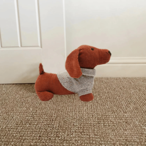 Dog With Jumper Doorstop - Orange