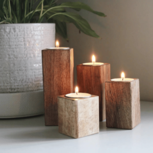 Mango Wood Tealight Holders - Square