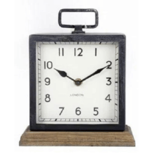 Metal Clock With Wooden Base