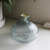 Ribbed Glass Candle Holder - Blue Close Up Image