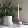 Ribbed Glass Candle Holder - Pink