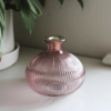 Ribbed Glass Candle Holder - Pink Close Up Image