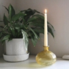 Ribbed Glass Candle Holder - Yellow