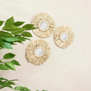 Set of Three Dried Grass Mirrors