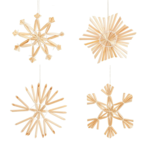 Straw Snowflake Decoration Set Of Four