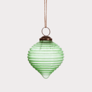 Recycled Glass Bauble - Green Rippled